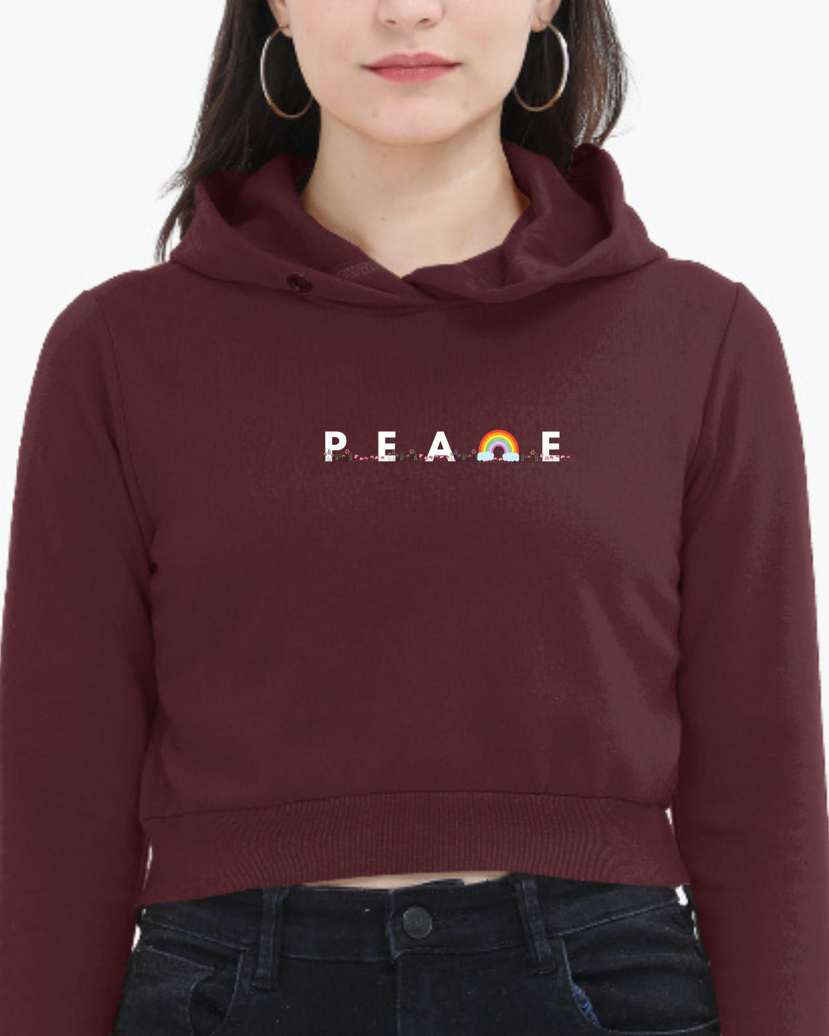Peace Female Cropped Hoodie